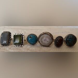 925 Silver rings, different stones, don’t know the stones. 6 1/2- 8 1/2.